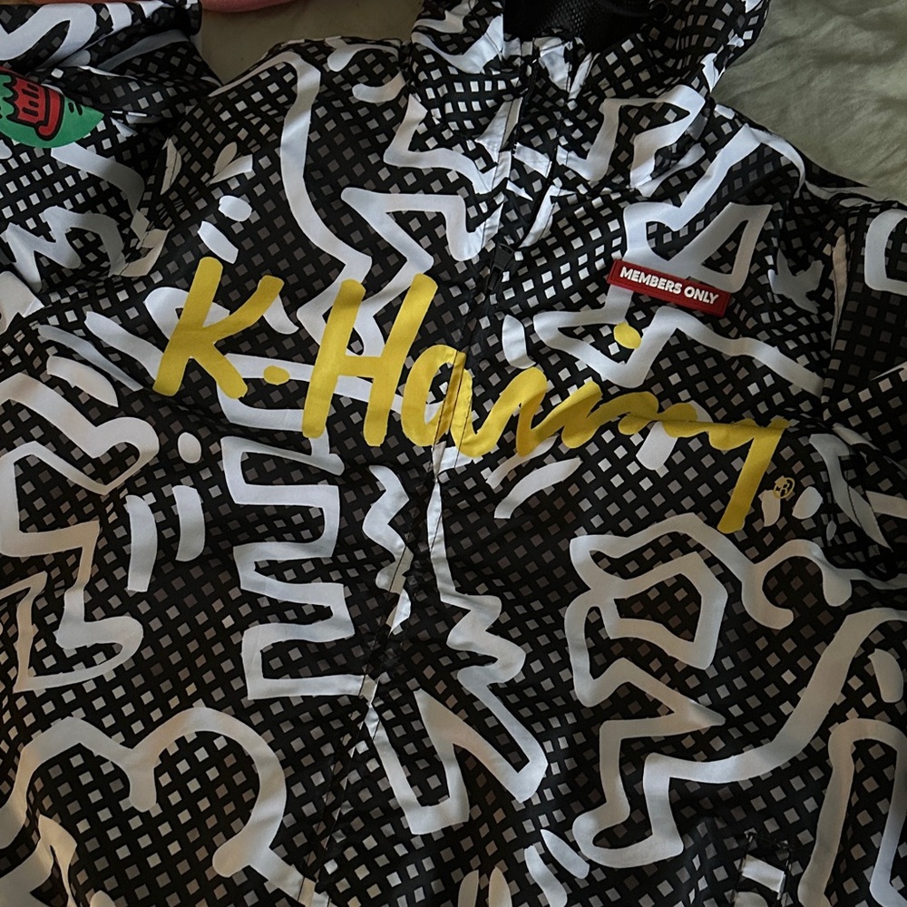 Members Only Black and White Graphic Jacket